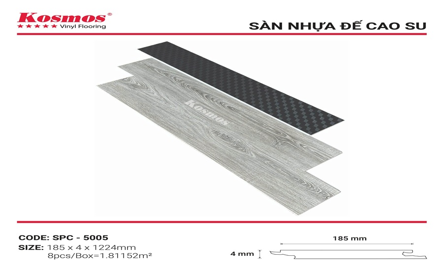Sàn nhựa hèm khóa Kosmos 4mm SPC - 5005