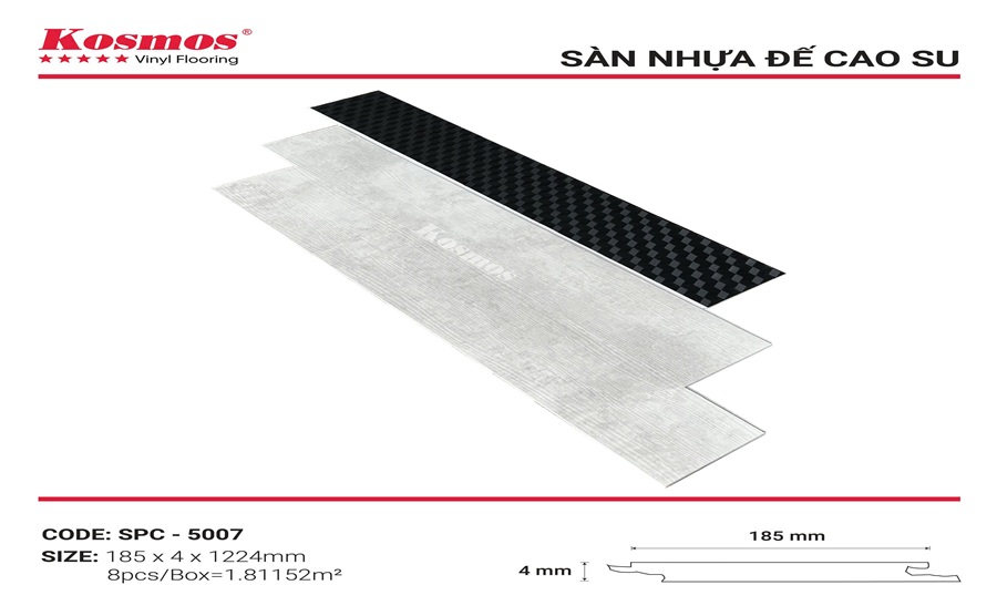 Sàn nhựa hèm khóa Kosmos 4mm SPC - 5007