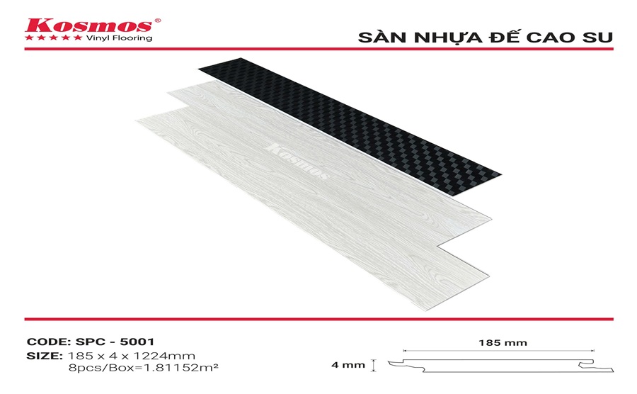 Sàn nhựa hèm khóa Kosmos 4mm SPC - 5001