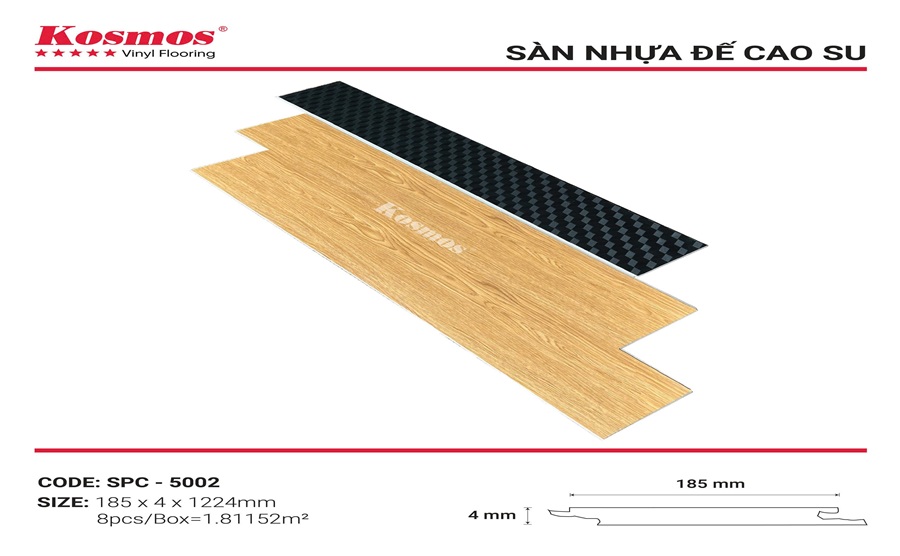 Sàn nhựa hèm khóa Kosmos 4mm SPC - 5002
