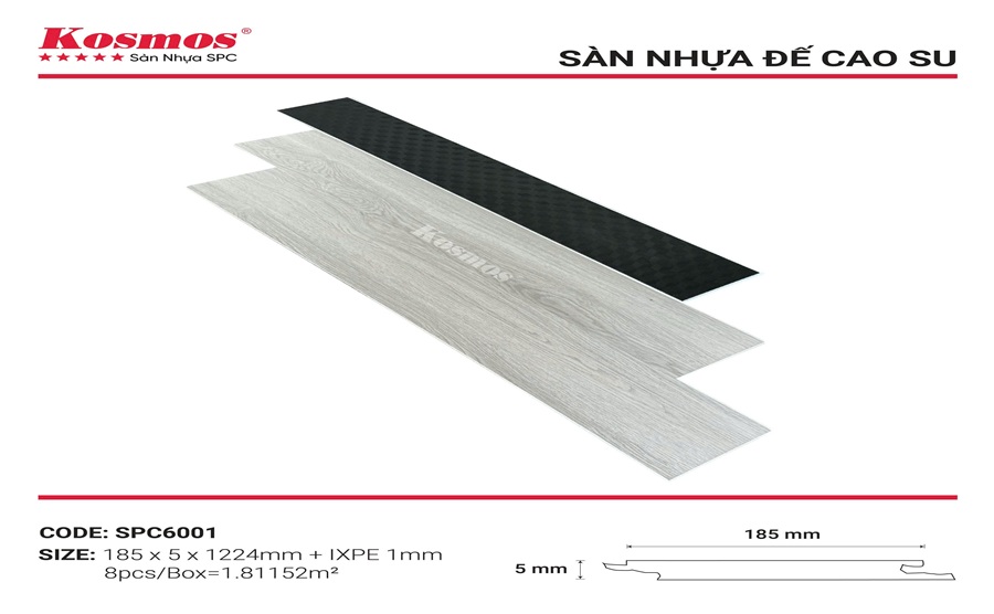 Sàn nhựa hèm khóa Kosmos 5mm SPC - 6001