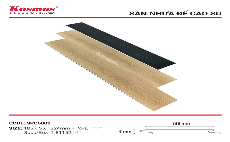 Sàn nhựa hèm khóa Kosmos 5mm SPC - 6002