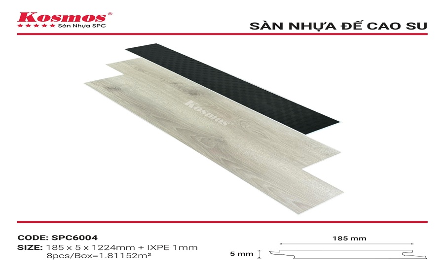 Sàn nhựa hèm khóa Kosmos 5mm SPC - 6004