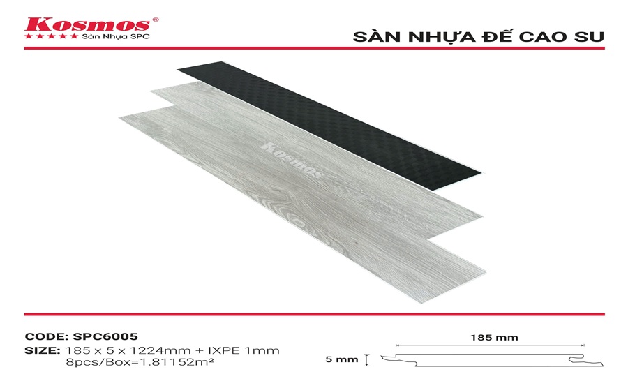 Sàn nhựa hèm khóa Kosmos 5mm SPC - 6005