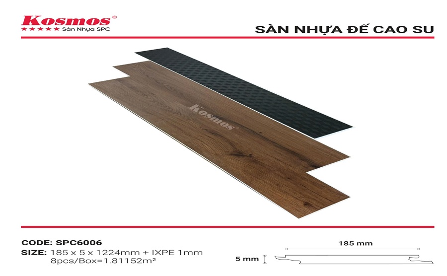 Sàn nhựa hèm khóa Kosmos 5mm SPC - 6006